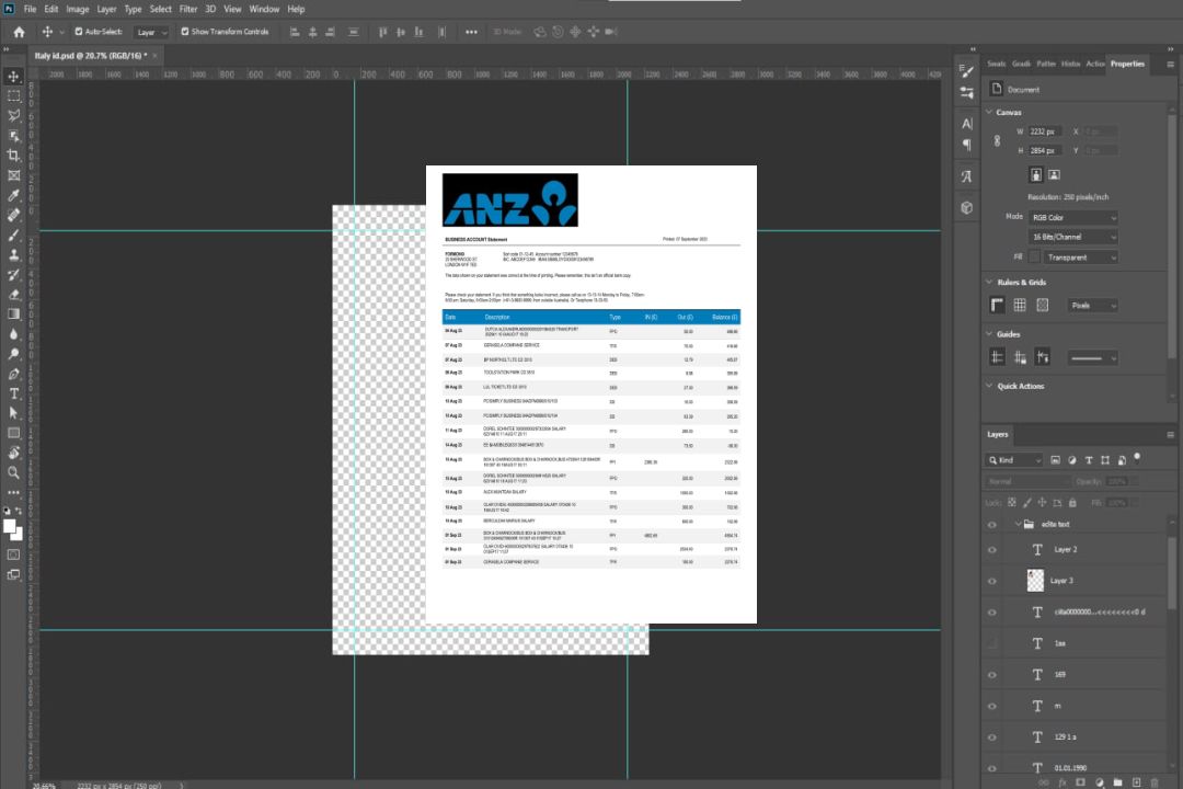 Modèle Word et PDF de déclaration d'entreprise de la banque ANZ template
